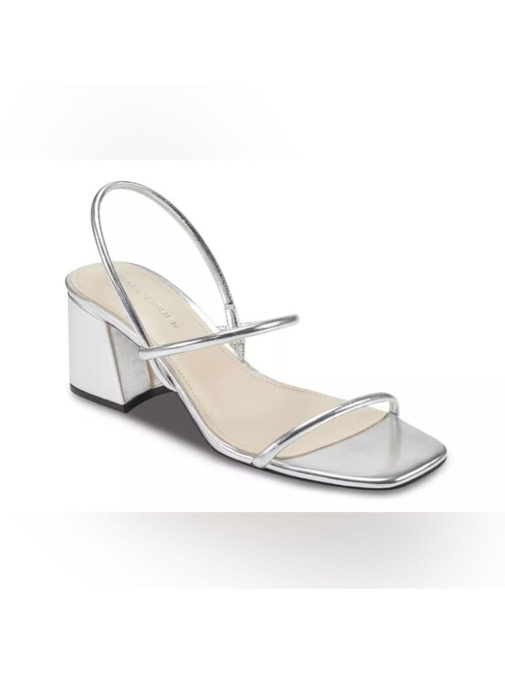 Marc Fisher Silver Galvin Faux Leather Strappy Slingback Back Sandals - Size 10